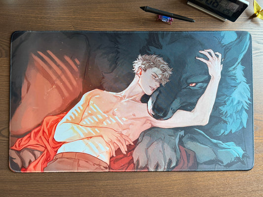 After The Storm 'Shiro & The Wolf' | Mouse Pads / Deskmats - Aurigae Art &Illustration