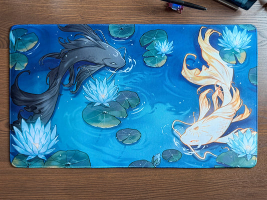 Sun & Moon Koi | Mouse Pads / Deskmats - Aurigae Art &Illustration