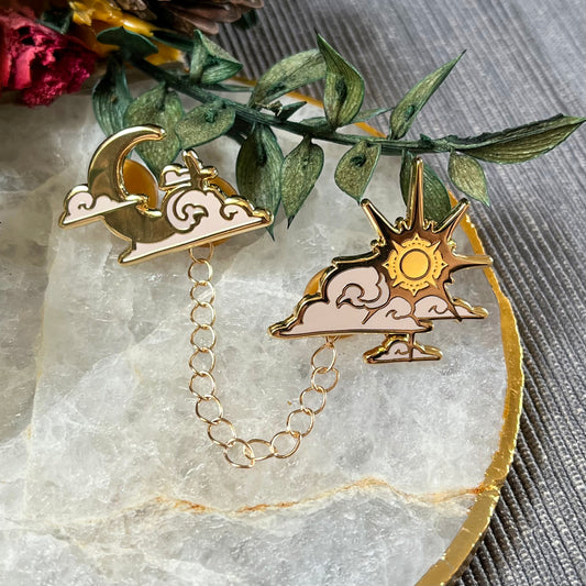 Mini Pins Sun & Moon | Enamel Pins - Aurigae Art &Illustration
