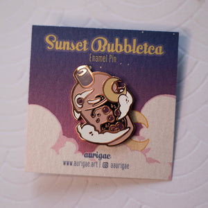 Sunset Bubbletea | Enamel Pin - Aurigae Art &Illustration